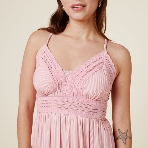 EXIT Smocked Maxi Sundress Women's Strappy Pullover Pink Size S Made in Peru NWT - Picture 3 of 11